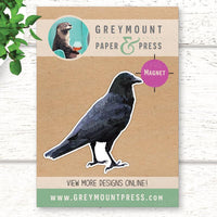 Crow magnet. Crow fridge magnet. Refrigerator magnet with crow design.