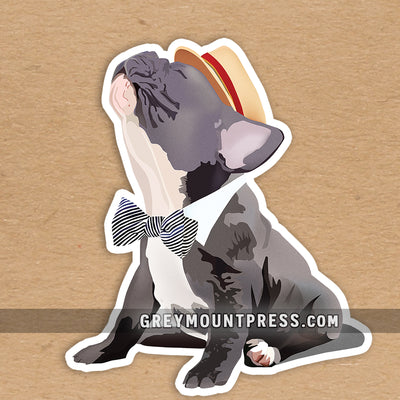 Frenchie laptop sticker. French bulldog water bottle sticker.