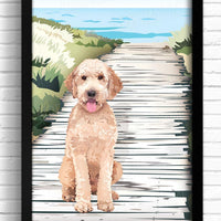 Goldendoodle print, Goldendoodle art print, goldendoodle wall art, Doodle art print. Golden doodle wall art. Illustrated animal artwork for nursery.