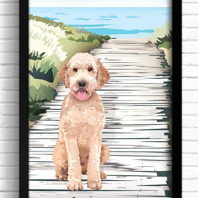 Goldendoodle print, Goldendoodle art print, goldendoodle wall art, Doodle art print. Golden doodle wall art. Illustrated animal artwork for nursery.