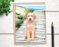 Blank dog card for dog lovers. Goldendoodle card.