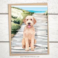 Golden Doodle Card. Blank dog card for dog lover