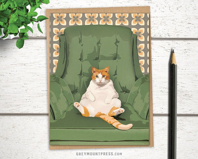 cat card for cat lovers, orange cat card, fat cat card, fat cat cards, funny cat cards, funny cat card, cat cards, cat greeting card, cat greeting cards, blank cat cards, blank cat card