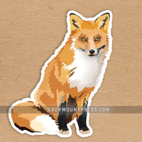 Fox: Sitting Fox Laptop Sticker.