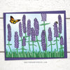 Butterfly Garden card. Butterfly greeting card. Blank card with garden scene and flowers.