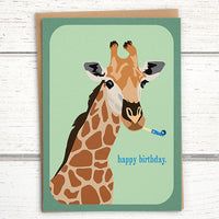 happy birthday cards, Giraffe birthday card for animal lover, funny birthday cards for friends