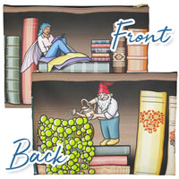 fairy zip case, gnome zip pouch, gifts for book lovers