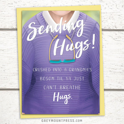 Grandma Hugs Card. Sending a Hug Card. Miss You Card. Get Well Card.