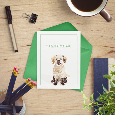 Funny dog card, funny anniversary cards, Doodle love card for Valentine's Day