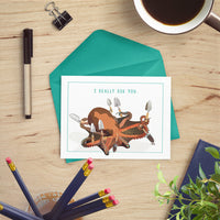 Funny octopus anniversary card, funny anniversary cards