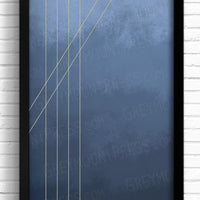 Moods in Blue Gray Abstract Wall Art Print with Geometric Shapes