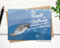 happy birthday cards, funny Birthday cards for men, narwhal funny birthday card for men, Funny Cards for Friends, ocean birthday card, birthday card narwhal