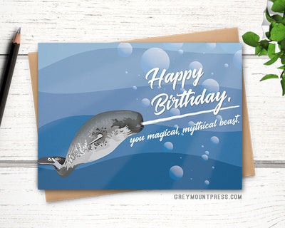happy birthday cards, funny Birthday cards for men, narwhal funny birthday card for men, Funny Cards for Friends, ocean birthday card, birthday card narwhal
