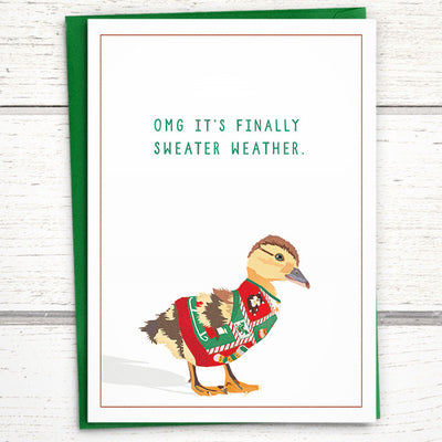 Duck holiday card, duck christmas cards, Funny ugly sweater Christmas card