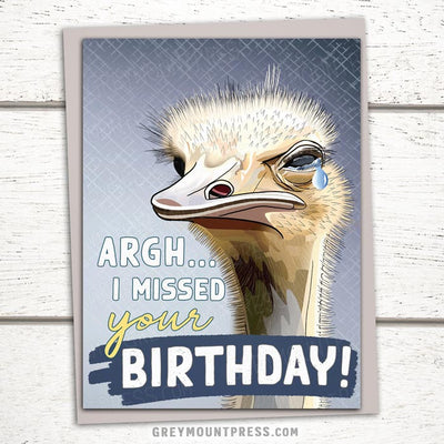 happy birthday cards, ostrich happy birthday card, happy birthday ostrich card, ostrich birthday cards, Belated birthday card with ostrich