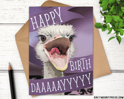 happy birthday cards, ostrich happy birthday card for friends, happy birthday ostrich card, ostrich birthday cards