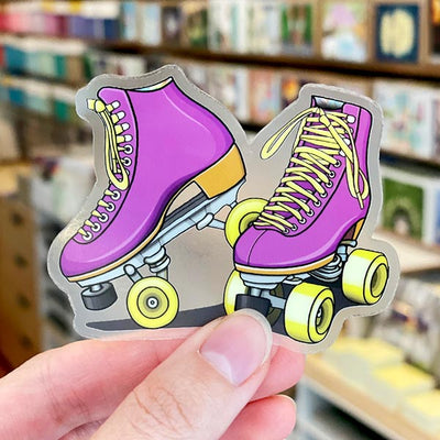 Roller Skate sticker. Vinyl sticker with clear edges. Rollerskate water bottle sticker.