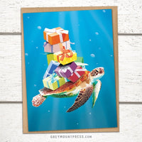 happy birthday cards, Sea turtle birthday card, happy birthday cards for friends, Ocean birthday card, blank birthday cards