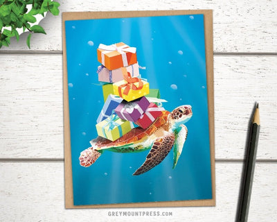 happy birthday cards, Ocean sea turtle greeting card for friends, ocean birthday card, blank birthday cards, turtle birthday card, happy birthday cards for friends