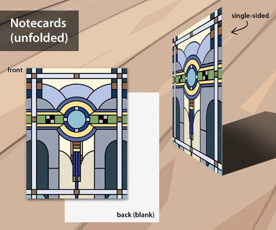 Stained glass notecard set. Art Deco Note cards.