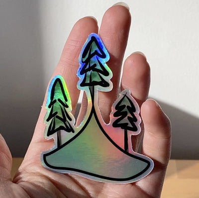 Summiting tree holographic sticker