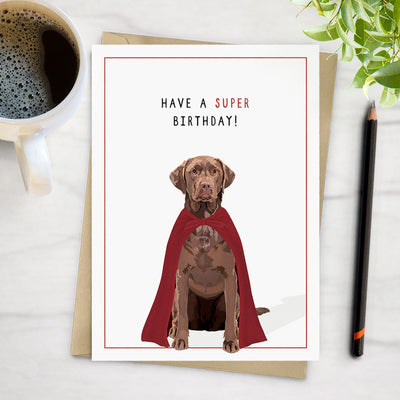 happy birthday cards, Chocolate lab birthday card, birthday card dog lover, chocolate labrador retriever birthday card. dog birthday card for dog lover