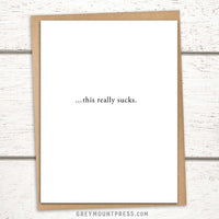 This really sucks card, Greeting card for hard times, i’m sorry for your loss card, Sympathy Card for friends