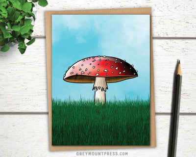 Red Mushroom Card for Friends, mushroom birthday card, mushroom greeting card