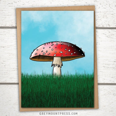 Cheerful Red Toadstool Greeting Card, Mushroom Card for Gardeners, mushroom birthday card