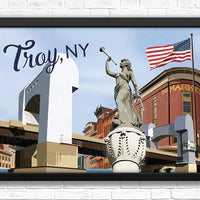 Wall art print of Troy, NY. Poster of Troy NY.