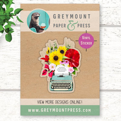 Biblio Typewriter in Bloom Clear Sticker