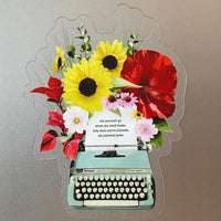 Biblio Typewriter in Bloom Clear Sticker