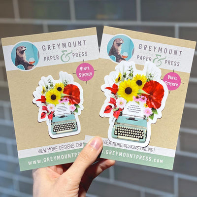Biblio Typewriter in Bloom Clear Sticker