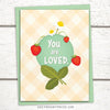 Just because greeting card with the words You Are Loved against a sweet yellow gingham background