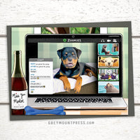 Funny greeting card zoom meeting. Funny Zoomies Card with animals.