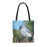 Tufted titmouse tote bags, bird tote bags