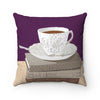 teacup throw pillow for booklovers
