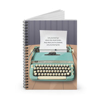 Spiral notebook with typewriter design, perfect gift for book lovers