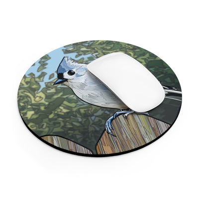 Bird mouse pad. Tufted Titmouse mousepad