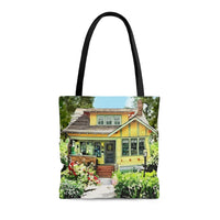 House tote bags with Craftsman home