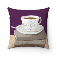 teacup throw pillow for booklovers