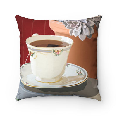 Booklover's Collection :: Teacup and Succulent Throw Pillow