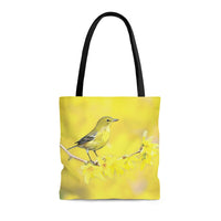 yellow bird tote bag