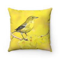 Yellow Bird Throw Pillow, unique throw pillow, gifts for bird lovers, yellow throw pillow