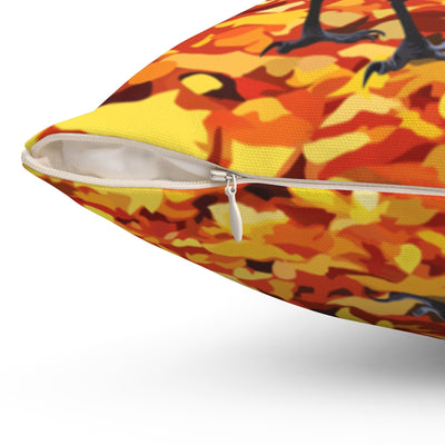Crow in Leaves Throw Pillow
