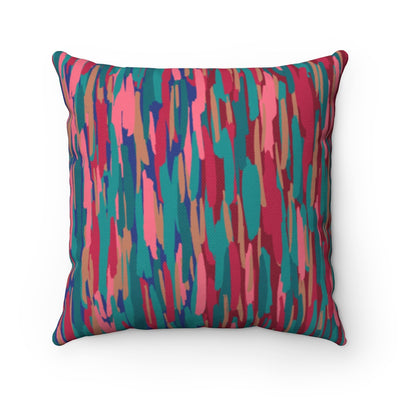 Pink and green throw pillow