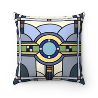 Frank Lloyd Wright inspired throw pillow. Unique throw pillow for couch. Art Deco throw pillows. Stained glass throw pillows.