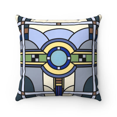Frank Lloyd Wright inspired throw pillow. Unique throw pillow for couch. Art Deco throw pillows. Stained glass throw pillows.