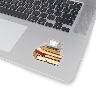 Teacup sticker for laptop, sticker for bookworms