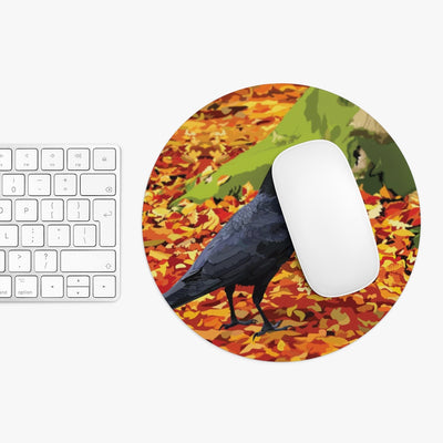 Crow in Leaves Mouse Pad (two shapes)